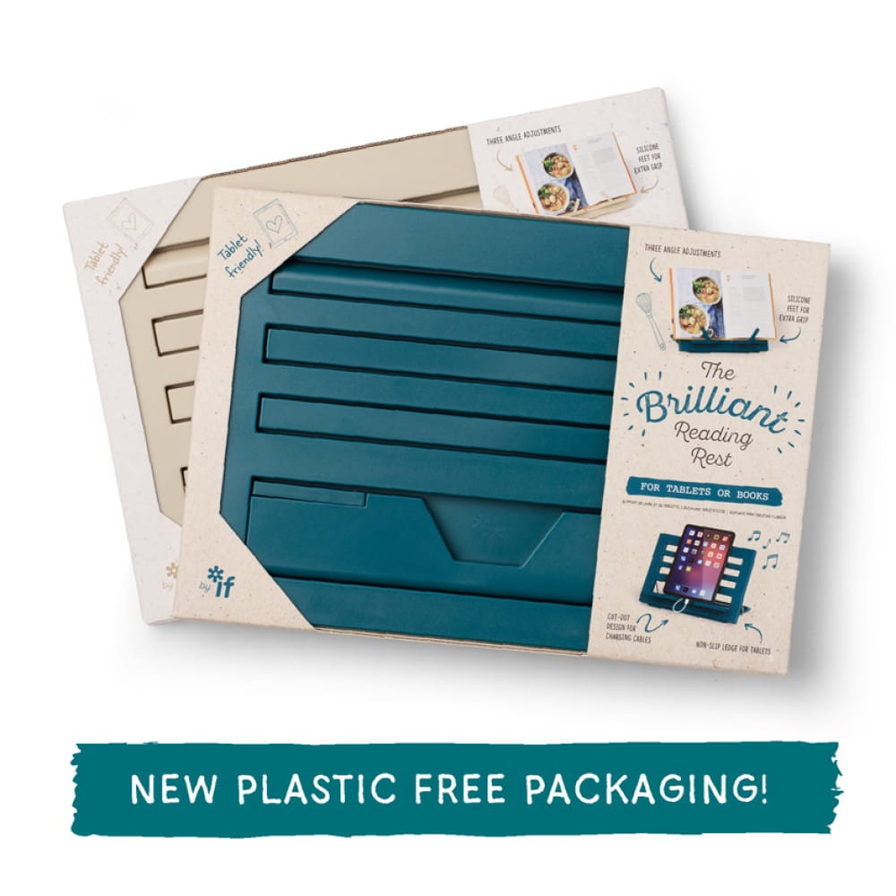 Kirjatuki Reading Rest tablettituki pakkaus on muoviton. Kiva lahja kaikenikäisille.