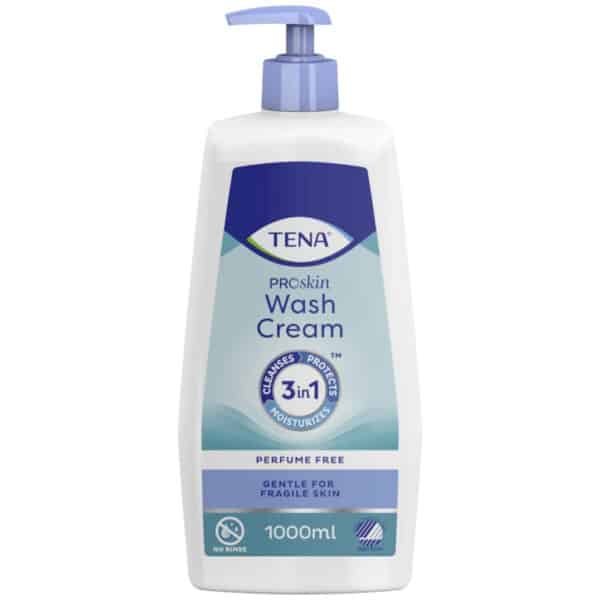 Pesuvoide hajusteeton TENA Wash Cream 1000ml tuotepakkaus