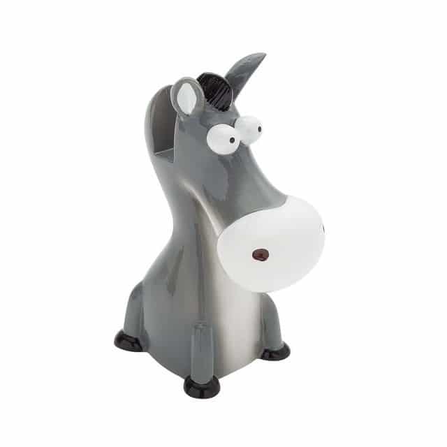 Eläinaiheinen silmälasiteline, silmälasit pysyvät tallessa aasin turvan päällä. Lahja hänelle, jolla on jo kaikkea.