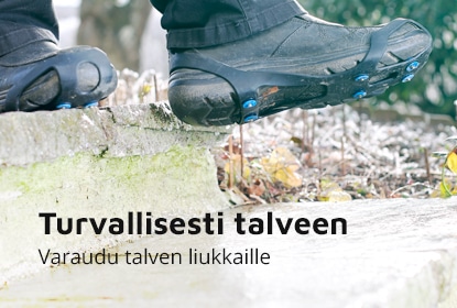 Pysy pystyssä liukkailla. Liukuesteet jalkineissa auttavat pysymään pystyssä.