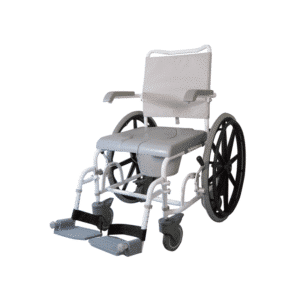 Suihkupyörätuoli, jossa rullatuolipotilaan on helpompi peseytyä.