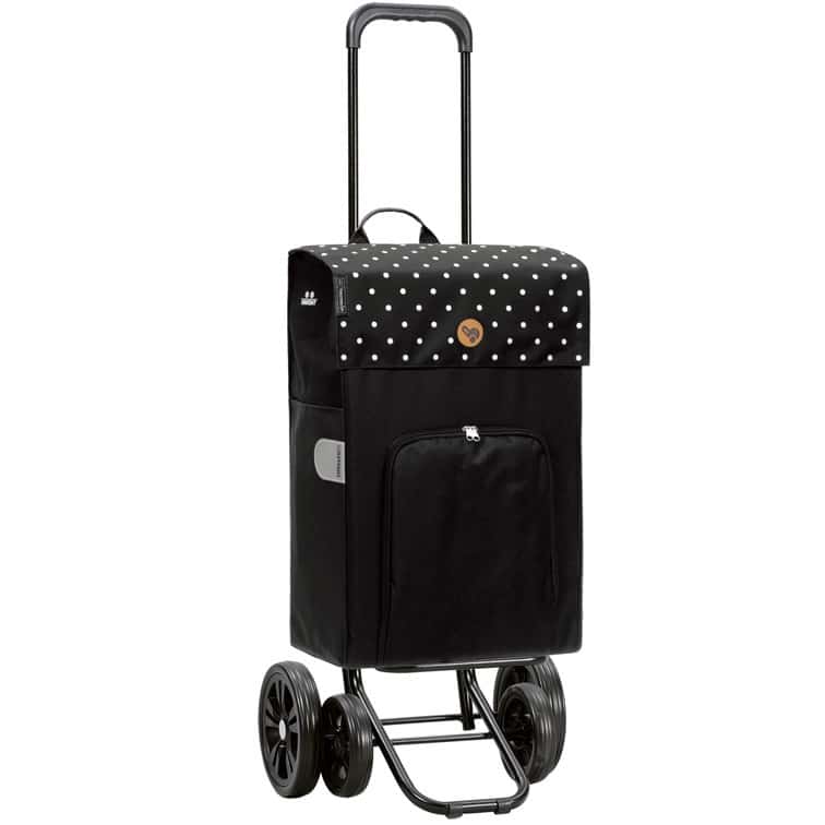 Ostoskärry nelipyöräinen Andersen Kvartetti Malit musta on erittäin vakaa