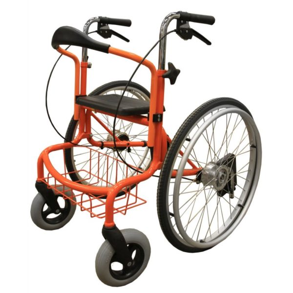 Rollaattori-pyörätuoli Wheellatoron yhdistetty rollaattori ja pyörätuoli