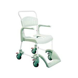 Suihkupyörätuoli Clean helpottaa liikuntarajoitteisen henkilön peseytymistä.