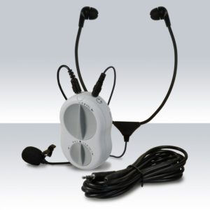 Kommunikaattori Crescendo 60 käytetään kuulokojeen kanssa vaientamaan taustahälyä ja parantamaan kuuluvuutta.