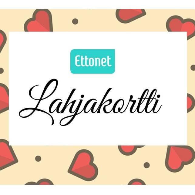 Sydän teemalla lahjakortti Ettonet verkkokauppaan.