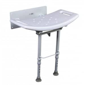 Suihkuistuin Vesihiisi, seinään kiinnitettävä. Helposti kokoon taittuva ja alas laskettuna tukeva suihkuistuin, joka kiinnitetään 4 ruuvilla seinään.