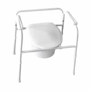 WC-tuoli portatiivi. Tukevat jalat,korkeaussäädettävät, kumitassut pohjissa pysyy hyvin paikoillaan.