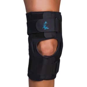 Polvituki metallikisko Gripper Hinged Knee Brace on kietaisumalli, jossa on aukot patellan ja polvitaipeen kohdilla. Hyvä lievä tuki.