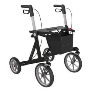 Rollaattori Rehasense Explorer isopyöräinen on tukeva, kokoontaitettava kävelytuki sisä- ja ulkokäyttöön painavammallekin henkilölle.