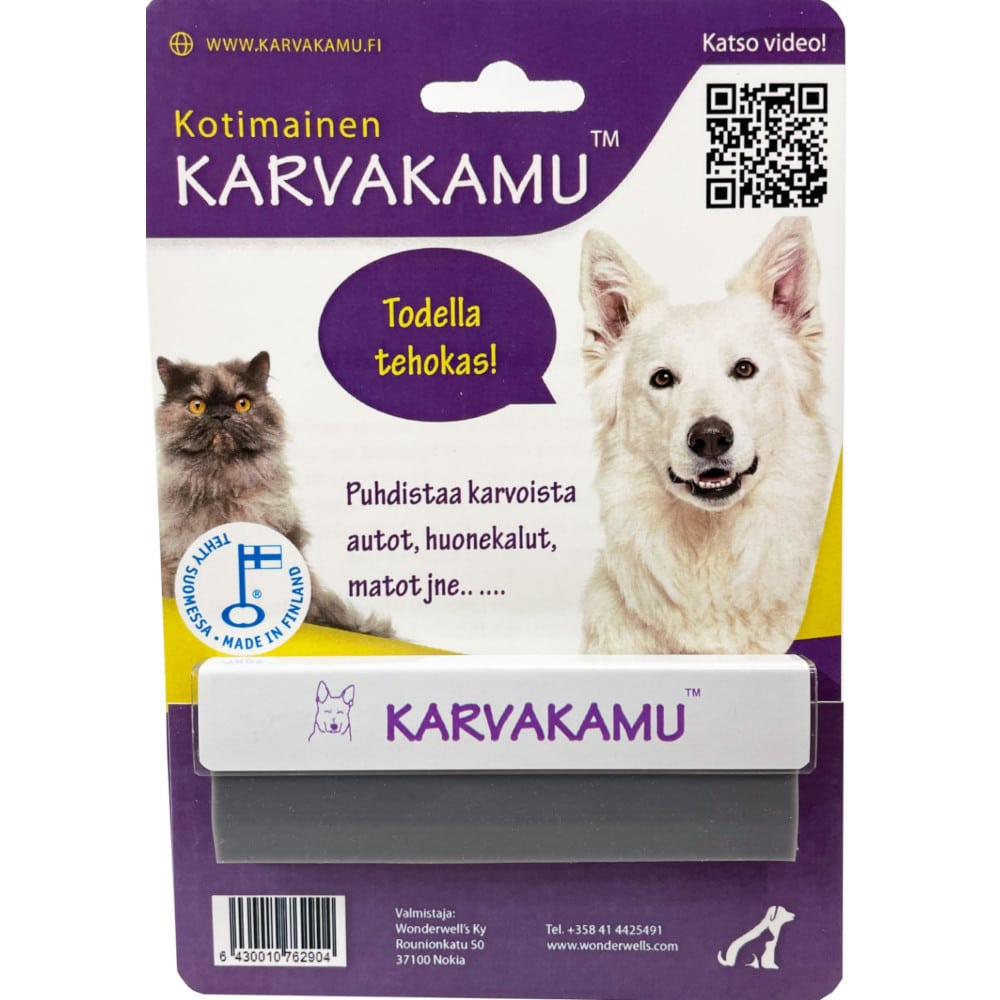 Karvanpoistaja Karvakamu on tehokkain menetelmä poistaa lemmikkien karvat pois vaikeilta pinnoilta.
