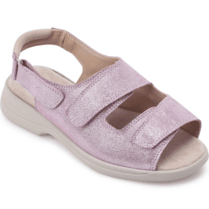 Naisten leveälestinen sandaali Sunny roosa klassinen sandaali erityisellä mukavuudella pehmeydellä kesäksi ja kotiin. Jokainen askel on pilvenpehmeä.