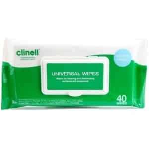 Desinfektiopyyhe Clinell Universal yleispyyhe 40kpl. Kätevä pieni pakkaus.