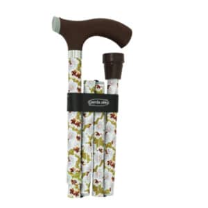 Kävelykeppi alumiini taitettava omenankukka silikonikahva kokoon taitettuna.