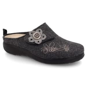 Aamutossu pistokas Fly-Flot harmaa kukkakuvio irtopohjallinen pitävä pohja on mukava kotikenkä.