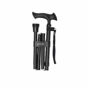 Kävelykeppi alumiini taitettava ergonominen kahva musta taittuu kätevästi ja ote on pitävä.