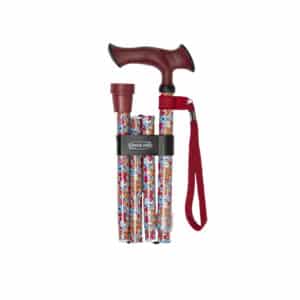 Kävelykeppi alumiini taitettava ergonominen kahva punainen taittuu kätevästi ja ote on pitävä.