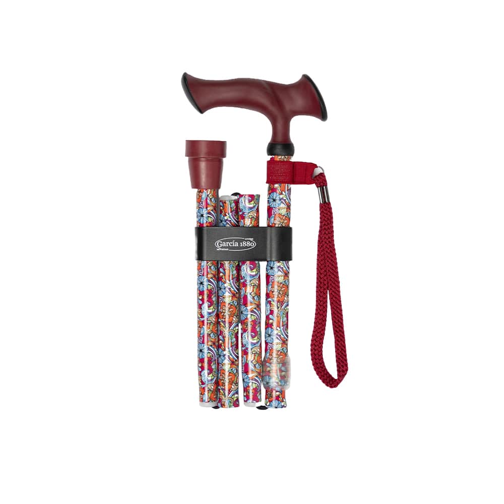 Kävelykeppi alumiini taitettava ergonominen kahva punainen taittuu kätevästi ja ote on pitävä.