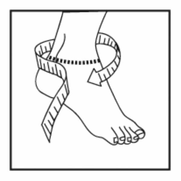 Nilkkatuki Airtex kiedottava malli koon mittaaminen