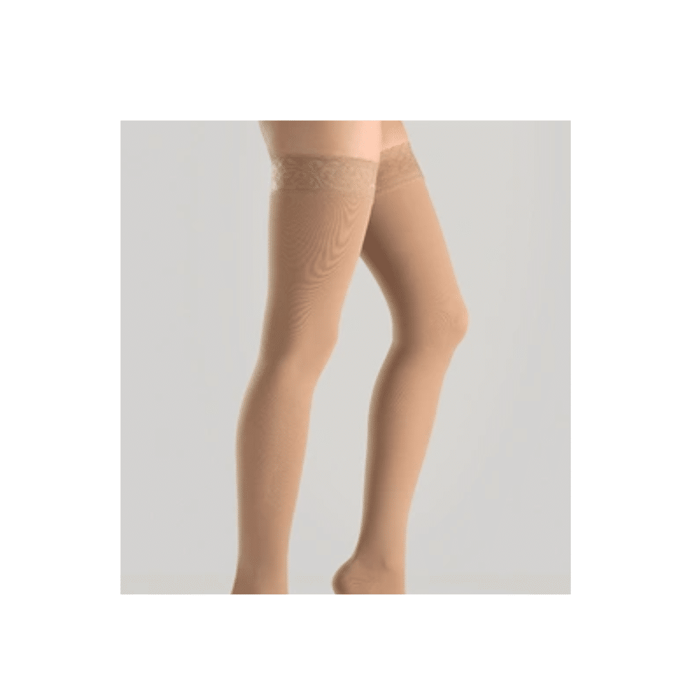 Hoitosukat reisipituus Memory lacetop reunasilikoni