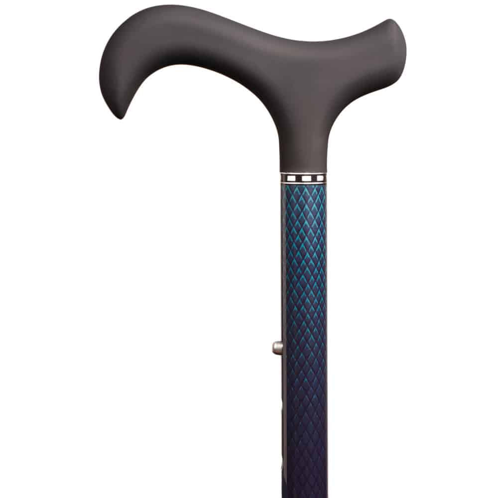 Kävelykeppi hiilikuitu käärmeennahka sininen on todella kevyt ja tyylikäs kokoontaitettava kävelykeppi.