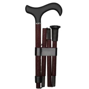 Kävelykeppi hiilikuitu käärmeennahka viininpunainen on todella kevyt ja tyylikäs kokoontaitettava kävelykeppi.