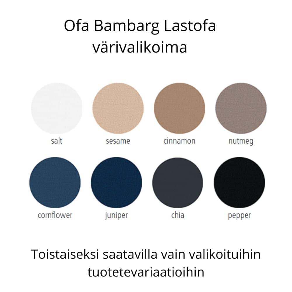 Ofa Bamberg Lastofa värivalikoima valikoituihin tuotteissiin